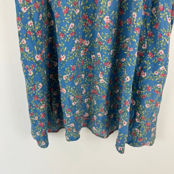 Nanette Lepore Blue Floral Ruffle Sleeve V-Neck Blouse Top Womens XL RN 103715 - Picture 13 of 14